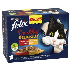 FELIX AS GOOD AS IT LOOKS DOUBLY DELICIOUS Countryside Selection in Jelly 12pk pm £5.25
